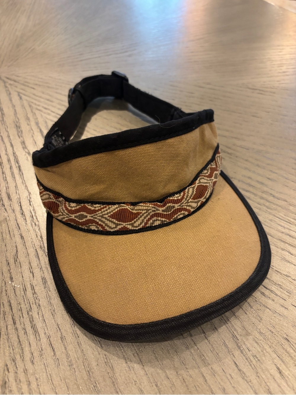 KAVU Canvas Sun Visor Hat Tan Brown Adjustable Outdoor Hiking Seattle USA
